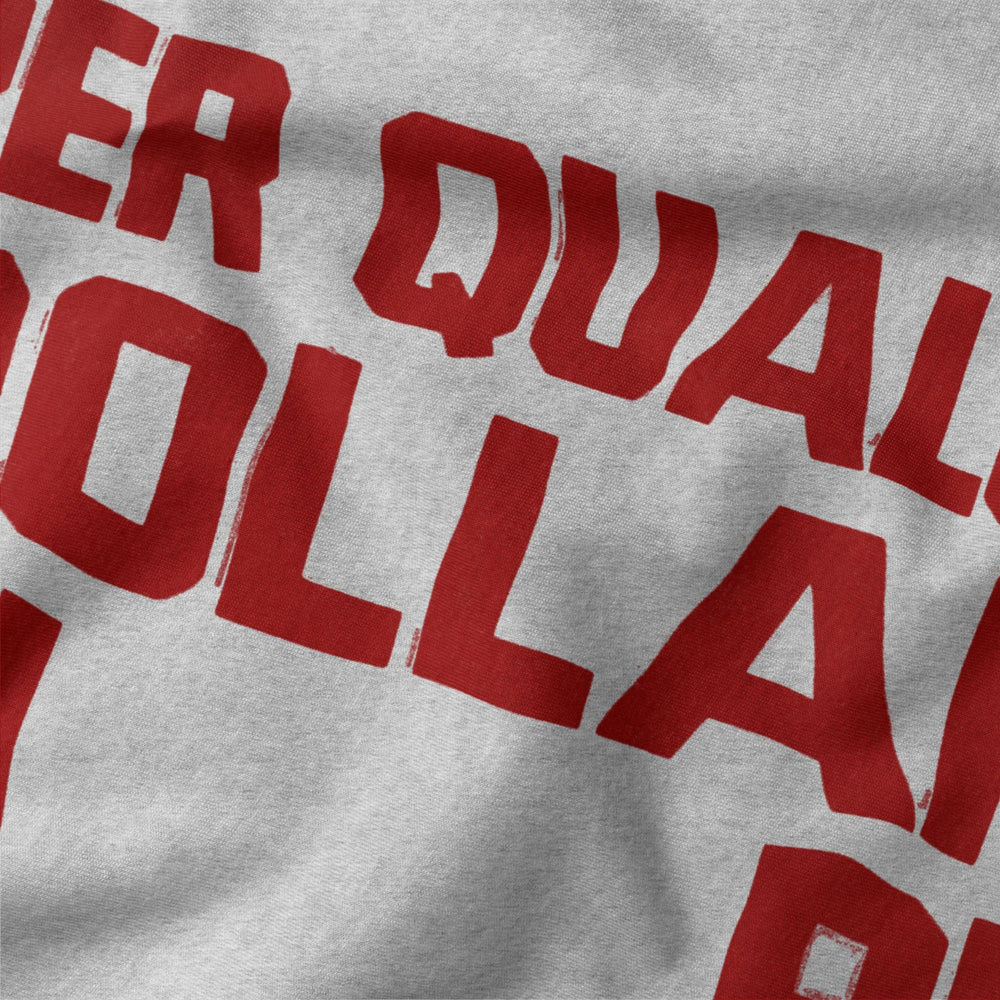 for a few dollars more: italiano classic tee in athletic heather, close-up of the print