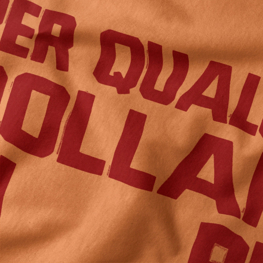 for a few dollars more: italiano classic tee in burnt orange, close-up of the print