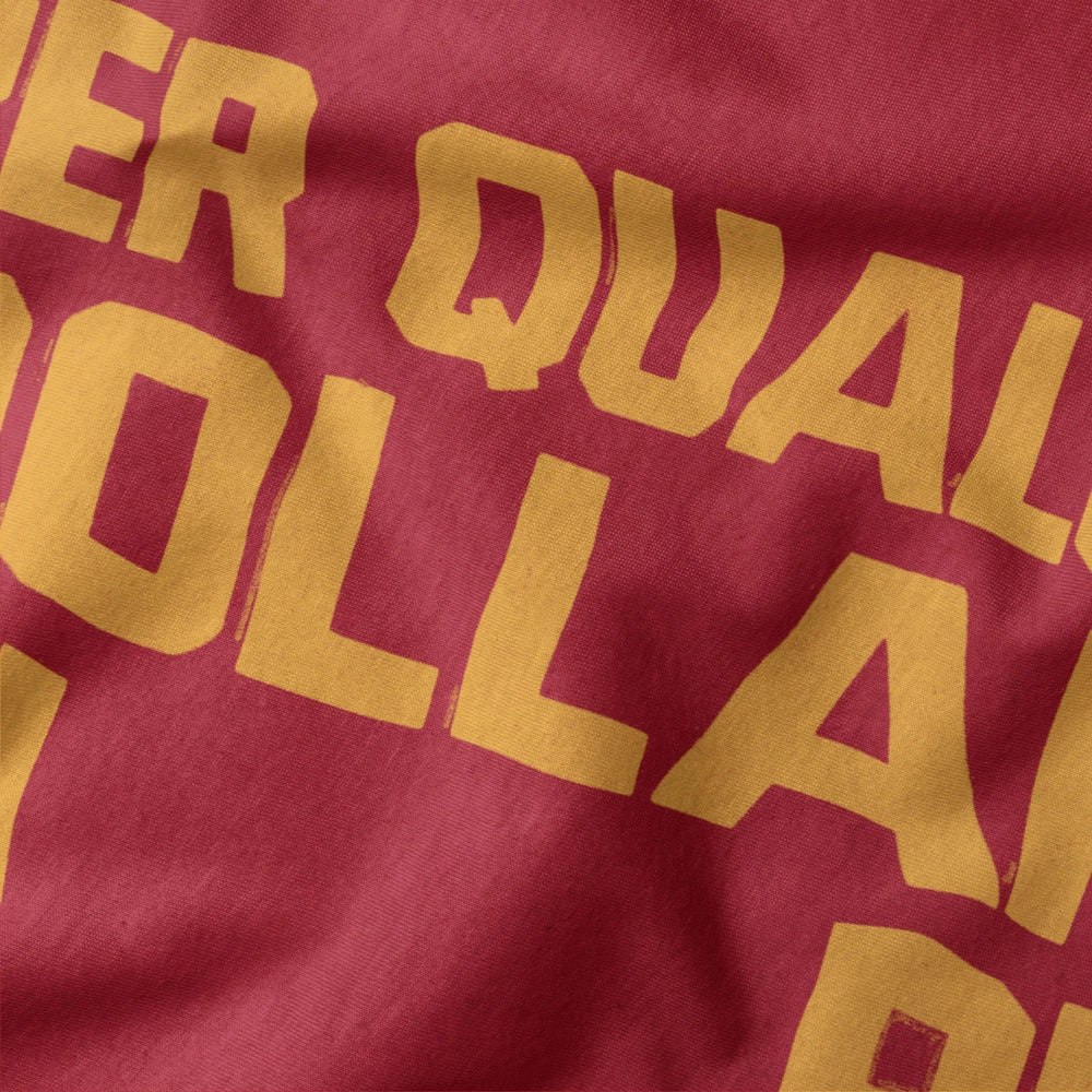 for a few dollars more: italiano classic tee in canvas red, close-up of the print
