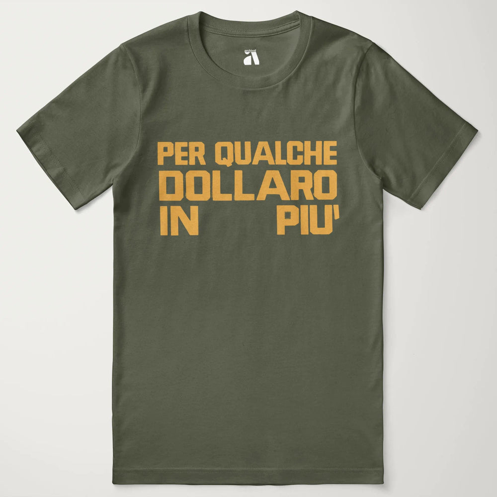for a few dollars more: italiano classic tee in military green, laid flat