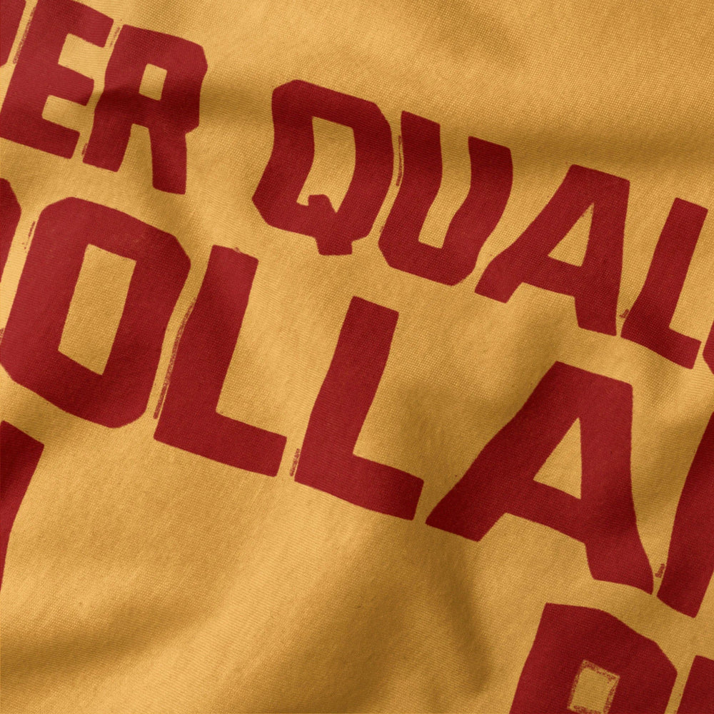 for a few dollars more: italiano classic tee in mustard, close-up of the print