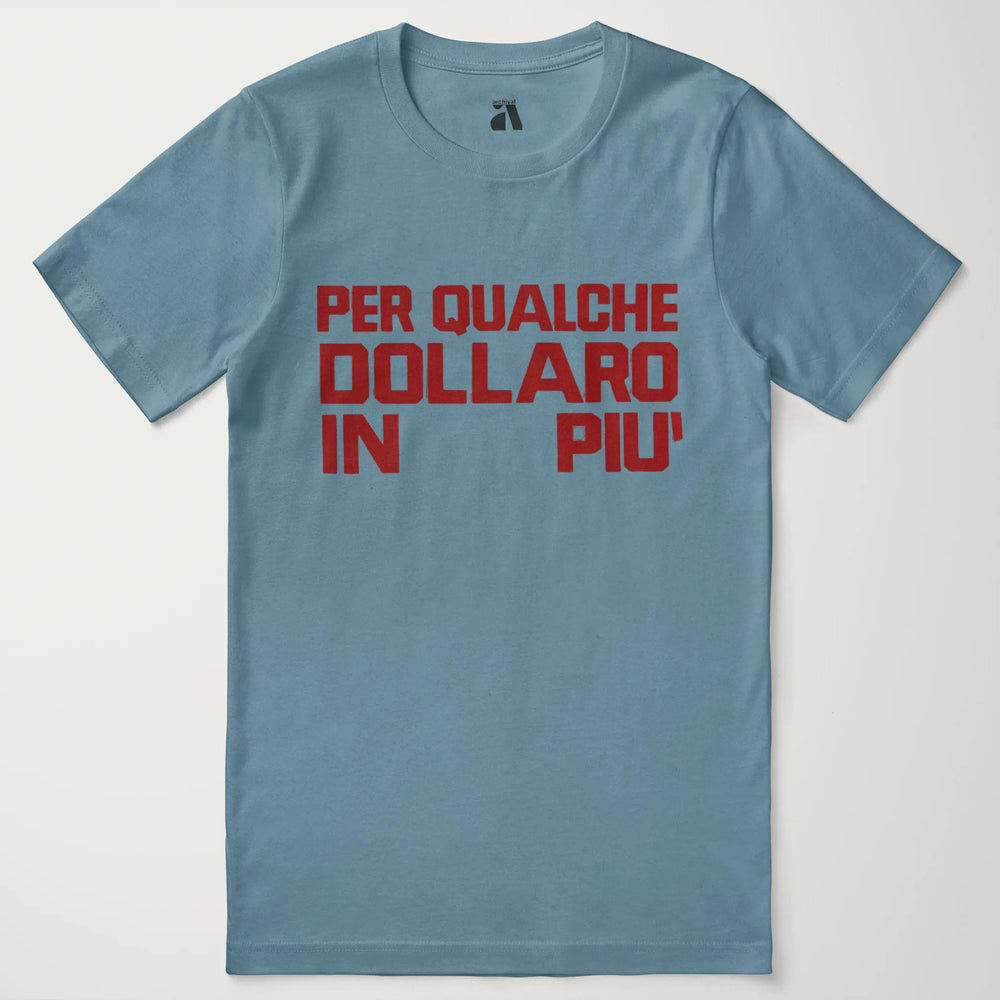 for a few dollars more: italiano classic tee in steel blue, laid flat
