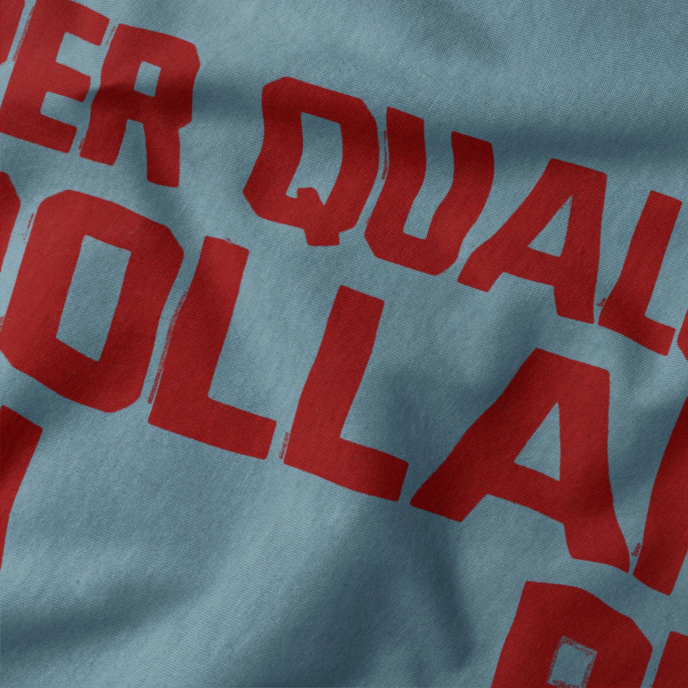 for a few dollars more: italiano classic tee in steel blue, close-up of the print