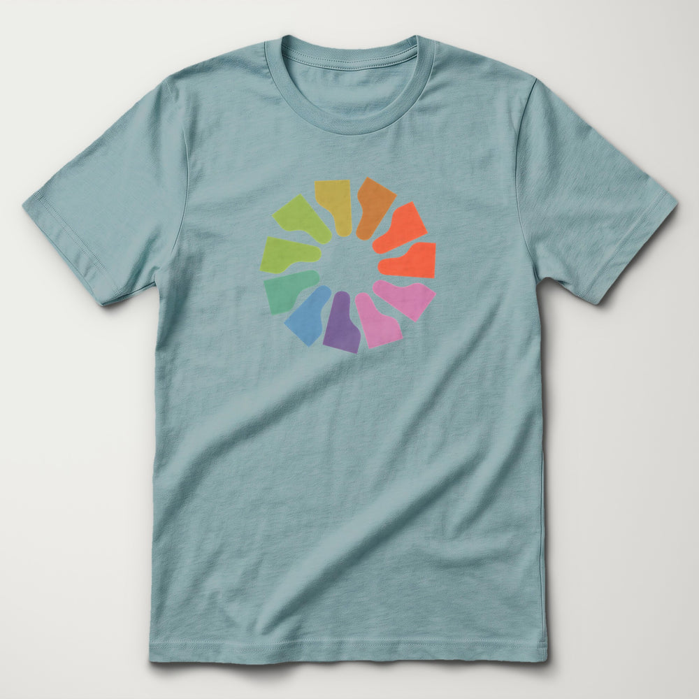Grand Piano Technicolor Classic Tee in Heather Blue Lagoon, flat lay