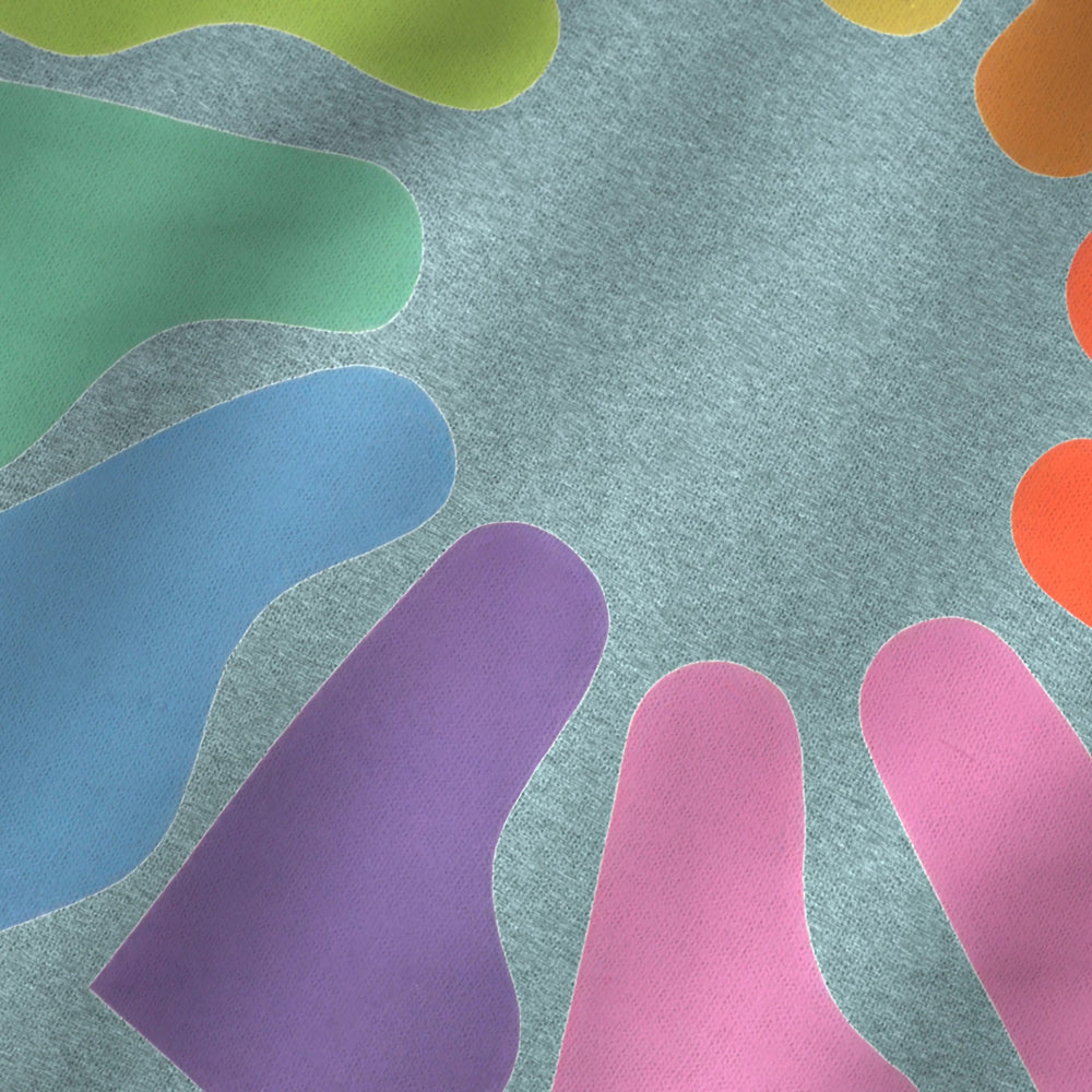 Grand Piano Technicolor Classic Tee in Heather Blue Lagoon, close-up