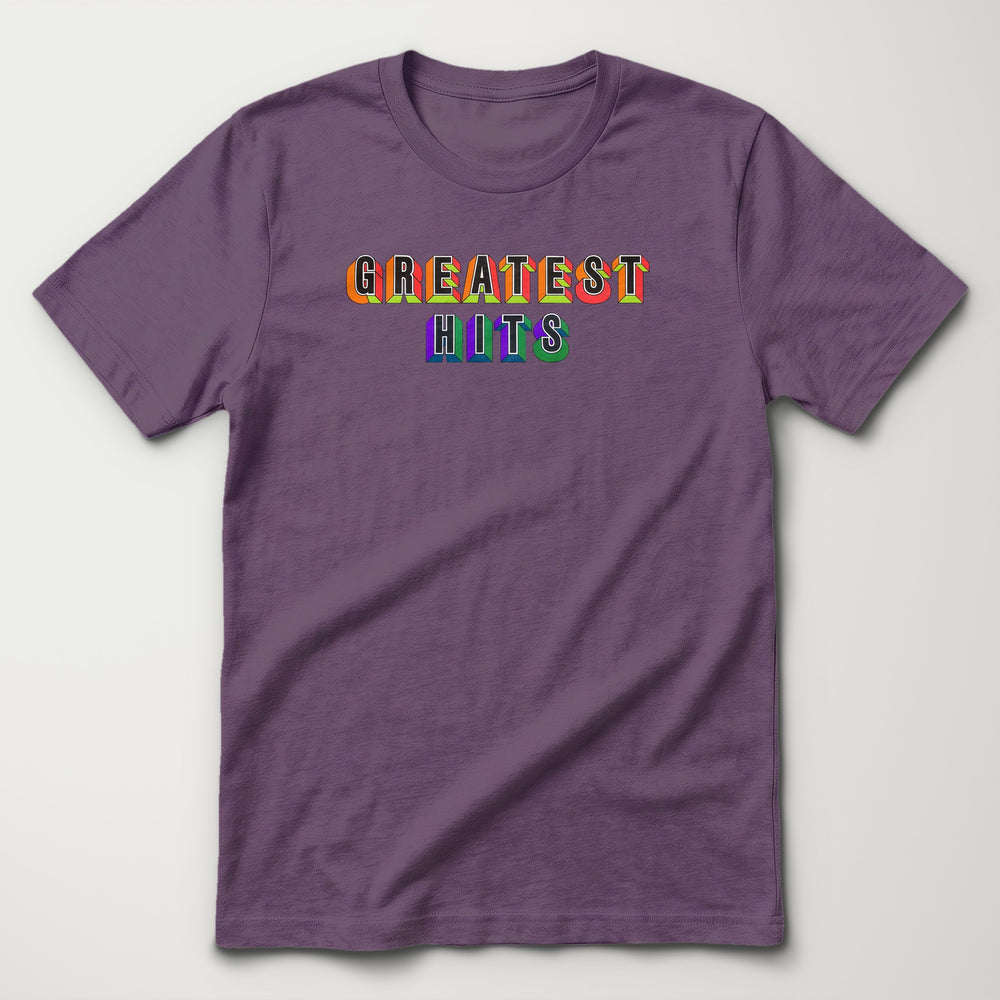 Greatest Hits Classic Tee in Heather Team Purple, flat lay