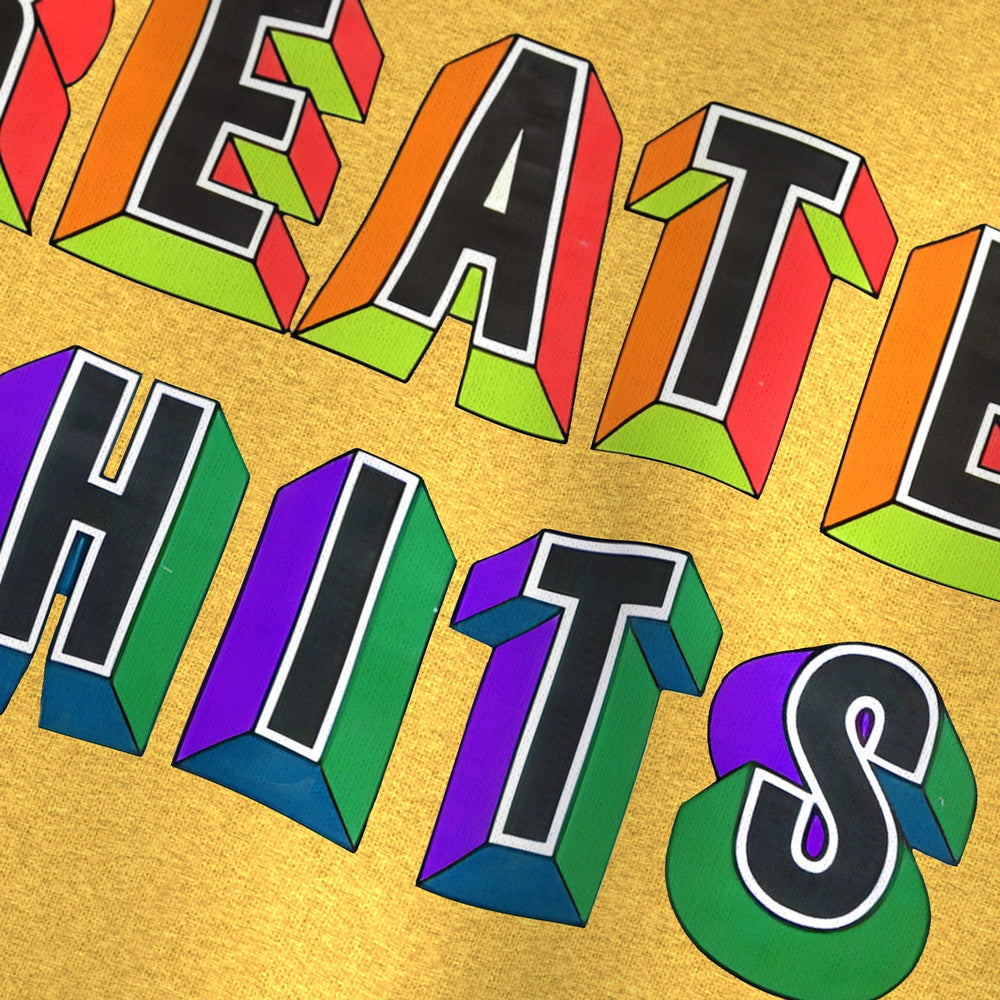Greatest Hits Classic Tee in Heather Yellow Gold, close-up