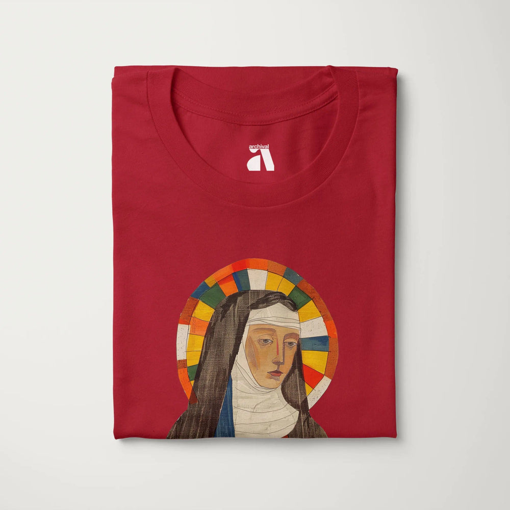 hildegard von bingen: the saint classic tee in canvas red, folded
