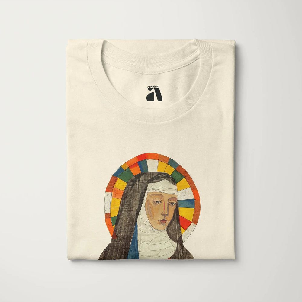 hildegard von bingen: the saint classic tee in natural, folded