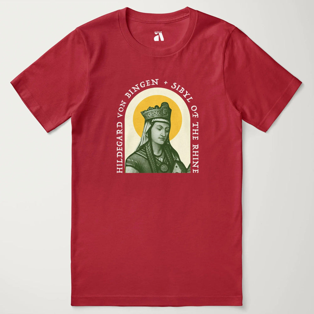 hildegard von bingen: sibyl of the rhine classic tee in canvas red, laid flat