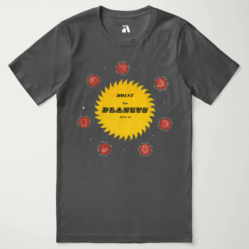 gustav holst: the planets classic tee in asphalt, laid flat