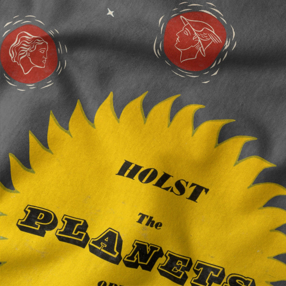 gustav holst: the planets classic tee in asphalt, close-up of the print