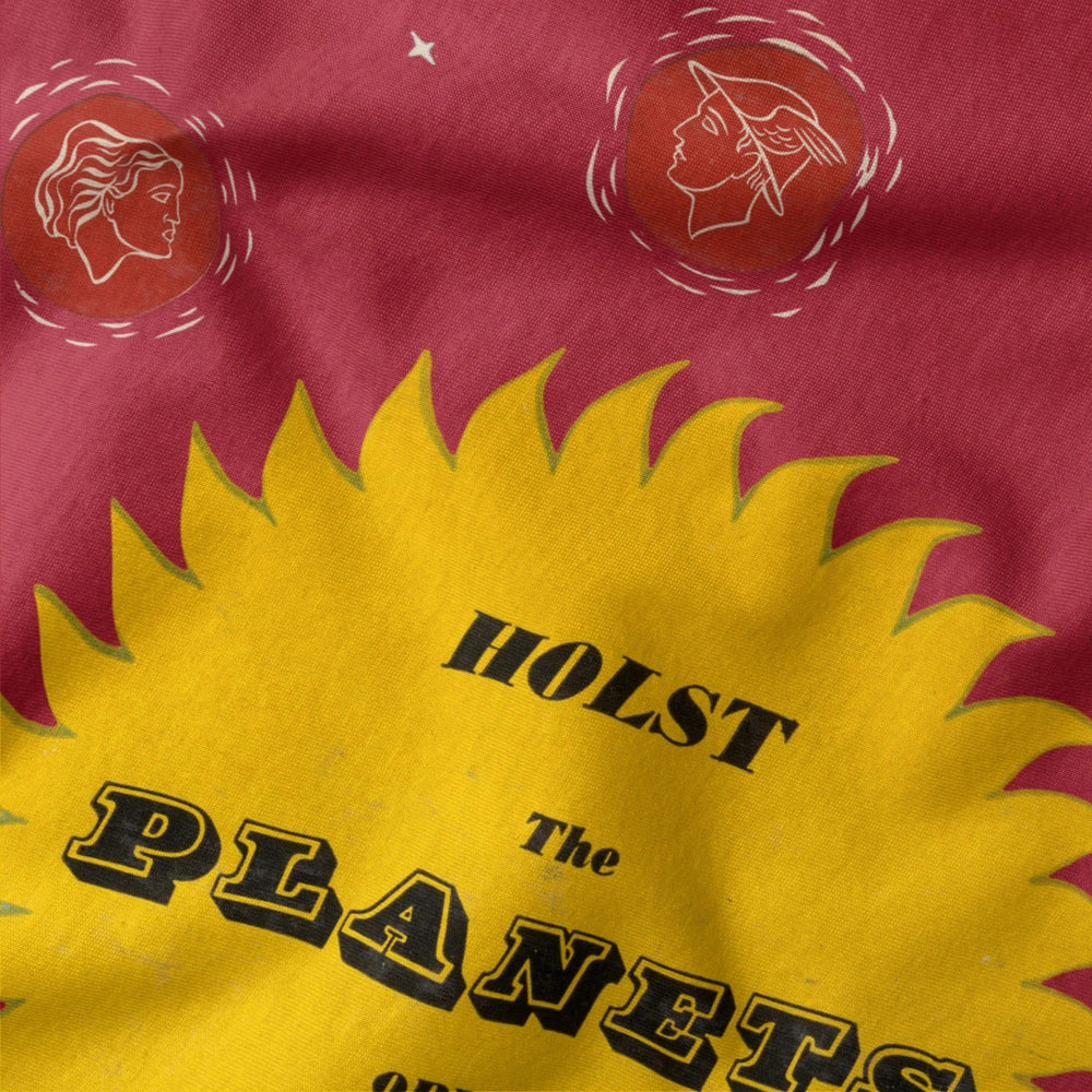 gustav holst: the planets classic tee in canvas red, close-up of the print