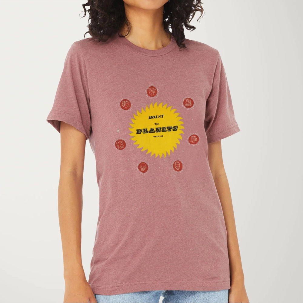 gustav holst: the planets classic tee in heather mauve, worn