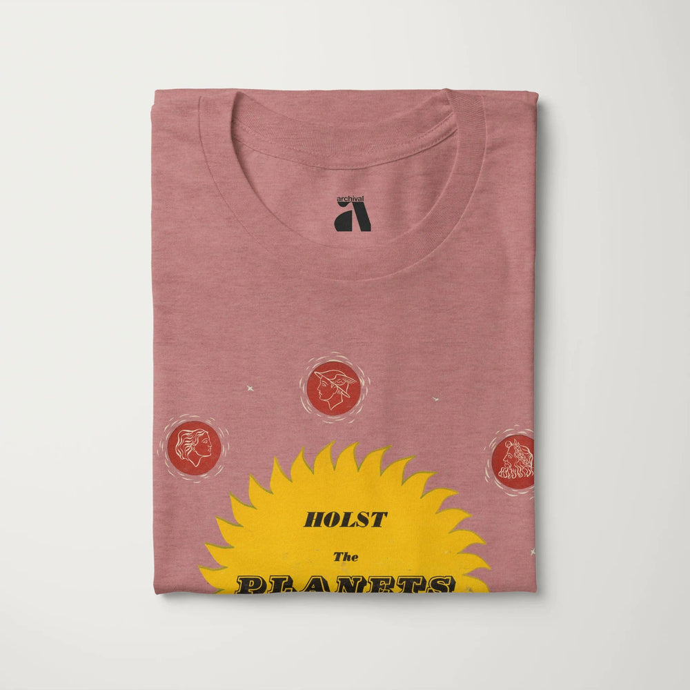gustav holst: the planets classic tee in heather mauve, folded