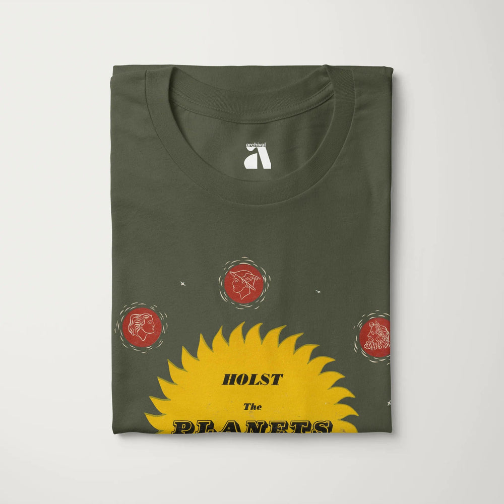 gustav holst: the planets classic tee in military green, folded