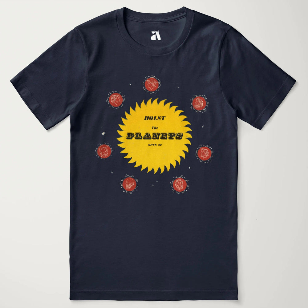 gustav holst: the planets classic tee in navy, laid flat