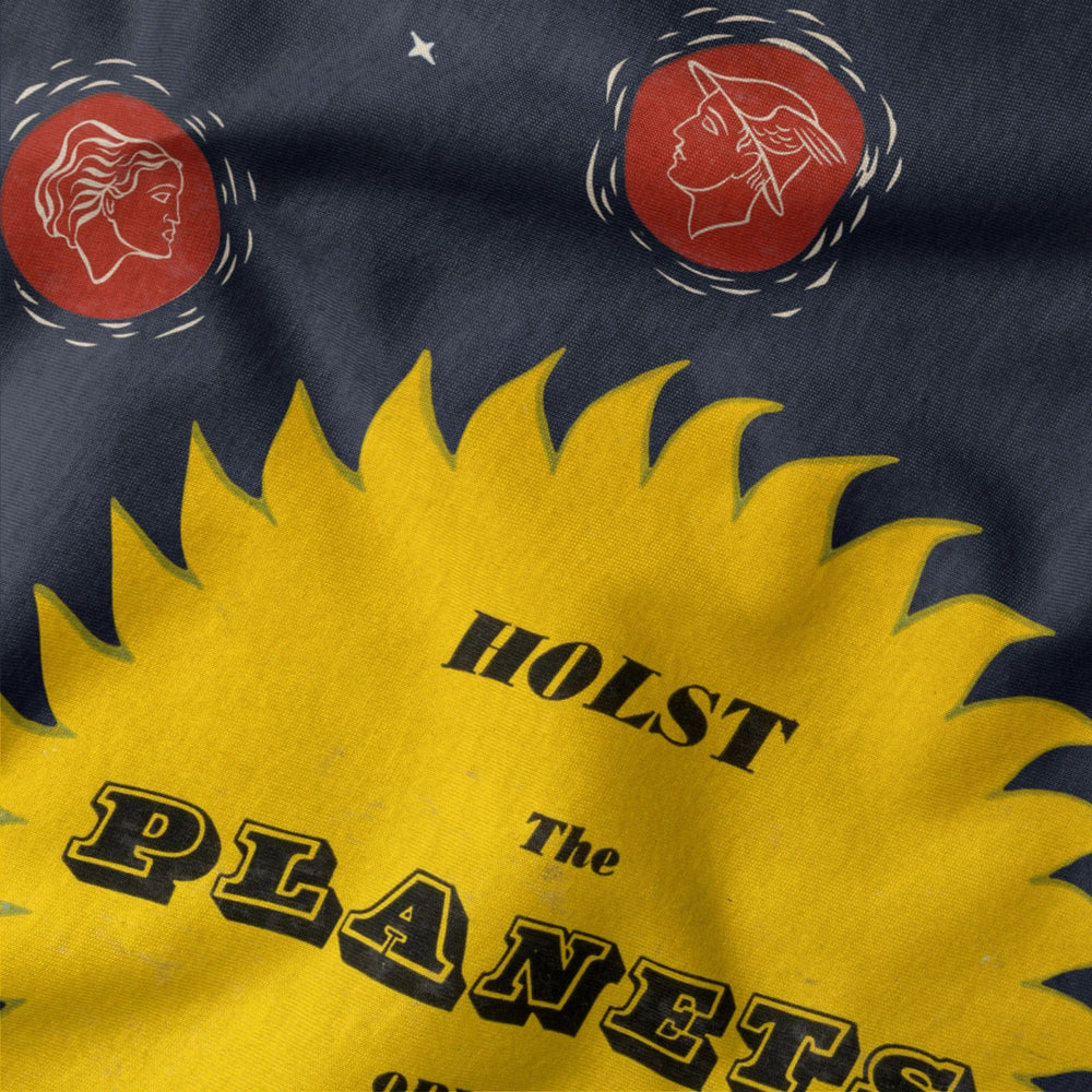 gustav holst: the planets classic tee in navy, close-up of the print