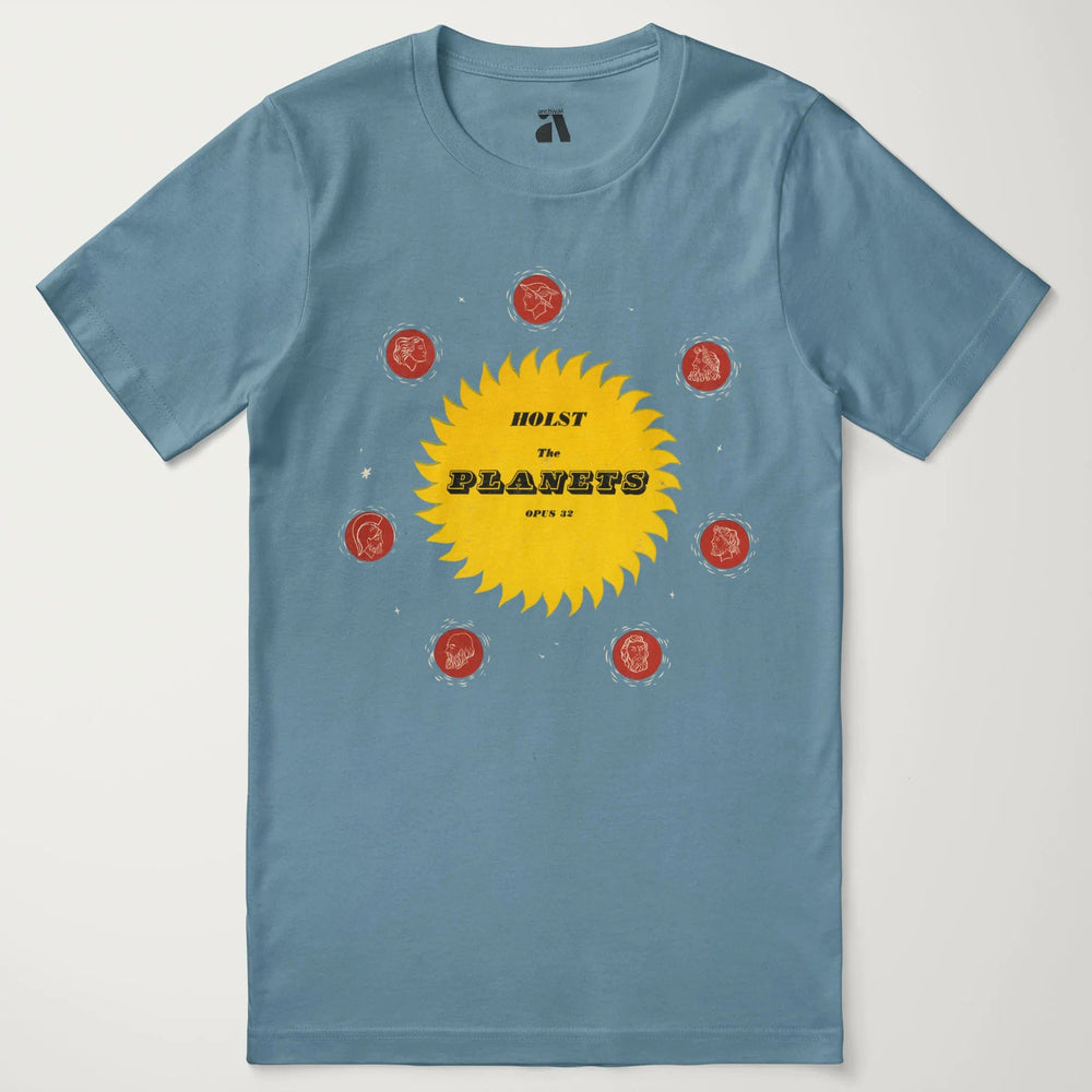 gustav holst: the planets classic tee in steel blue, laid flat