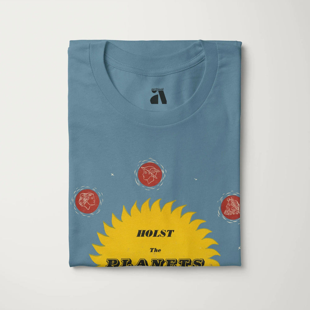 gustav holst: the planets classic tee in steel blue, folded