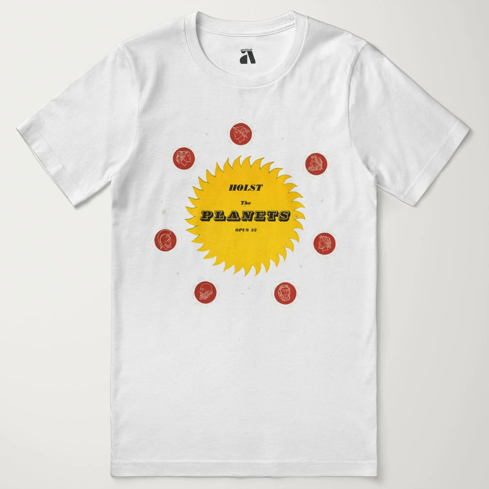 gustav holst: the planets classic tee in vintage white, laid flat