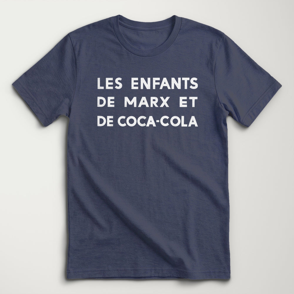 Godard: Les Enfants Classic Tee in Heather Navy, flat lay