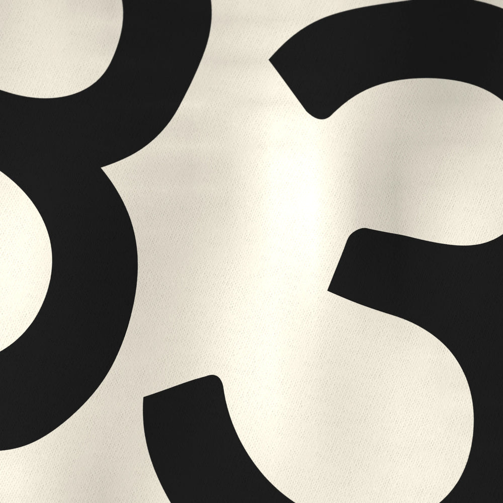 john cage: 4'33" kids classic tee in natural, close-up of the print