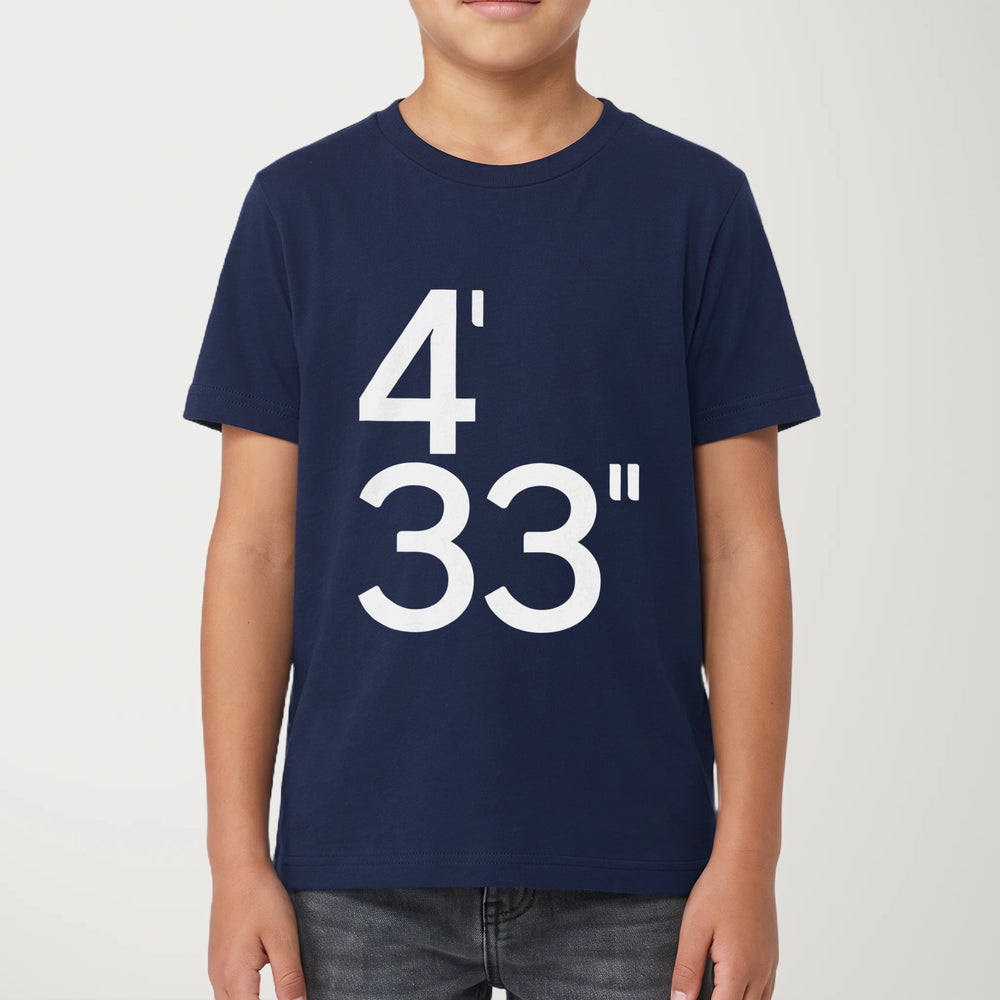 john cage: 4'33" kids classic tee in navy, worn