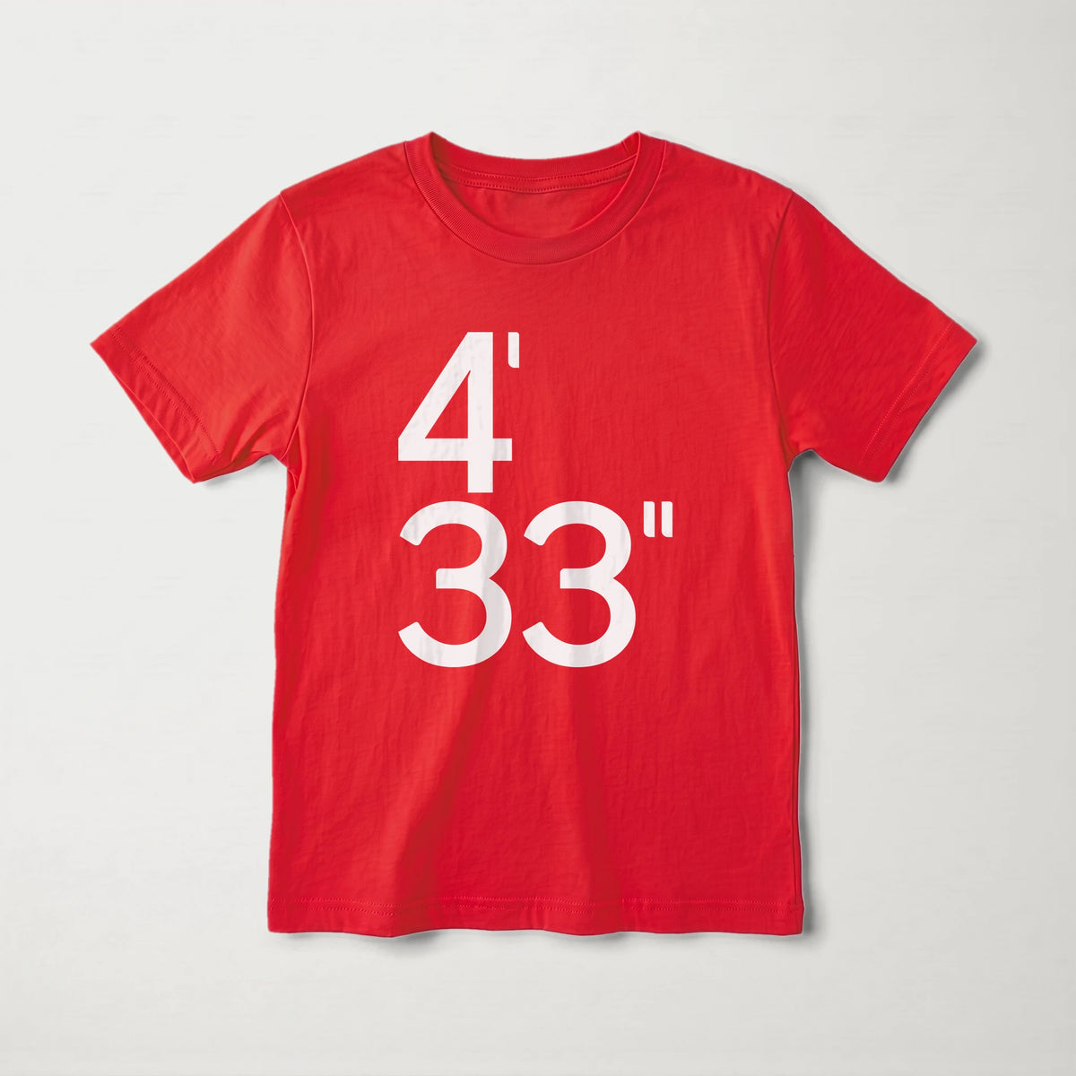 john cage: 4'33" kids classic tee in red, laid flat