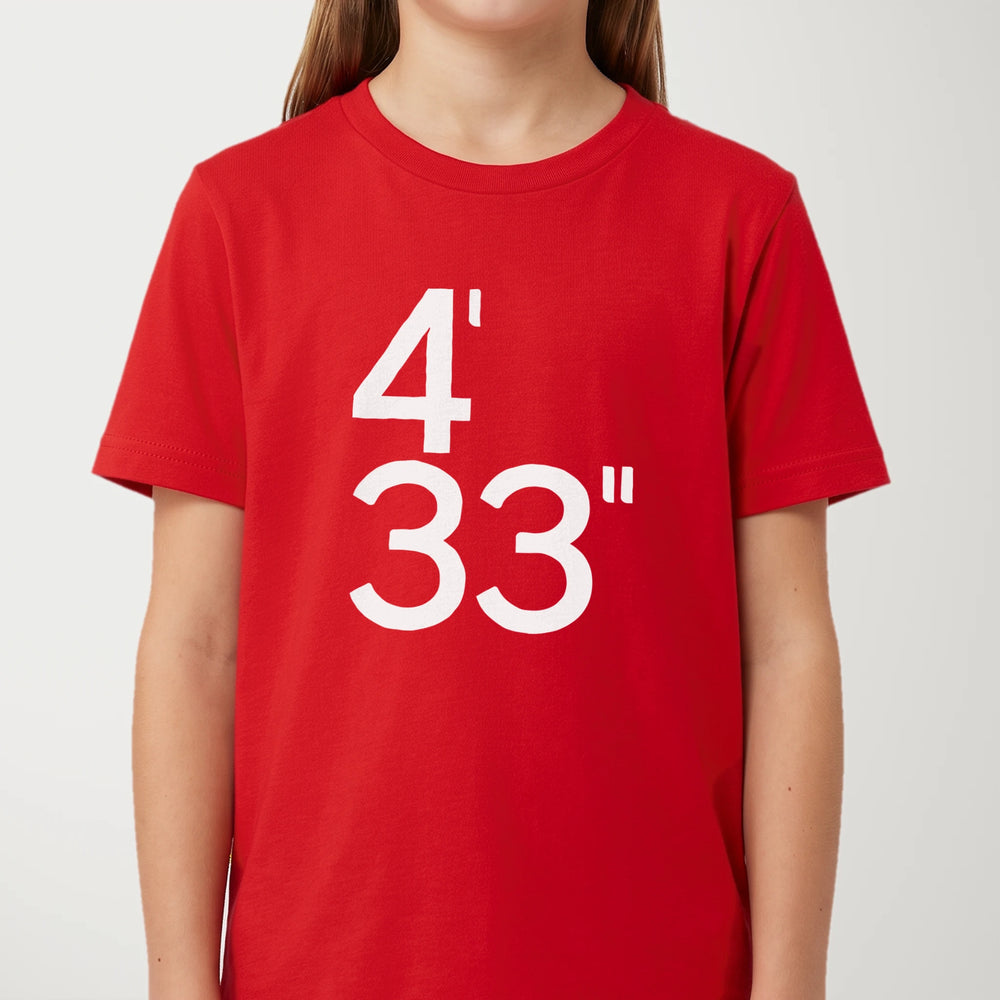 john cage: 4'33" kids classic tee in red, worn