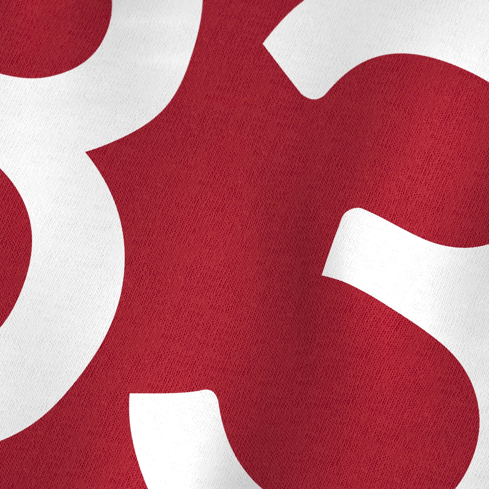 John Cage: 4'33" Classic Tee in Canvas Red, close-up