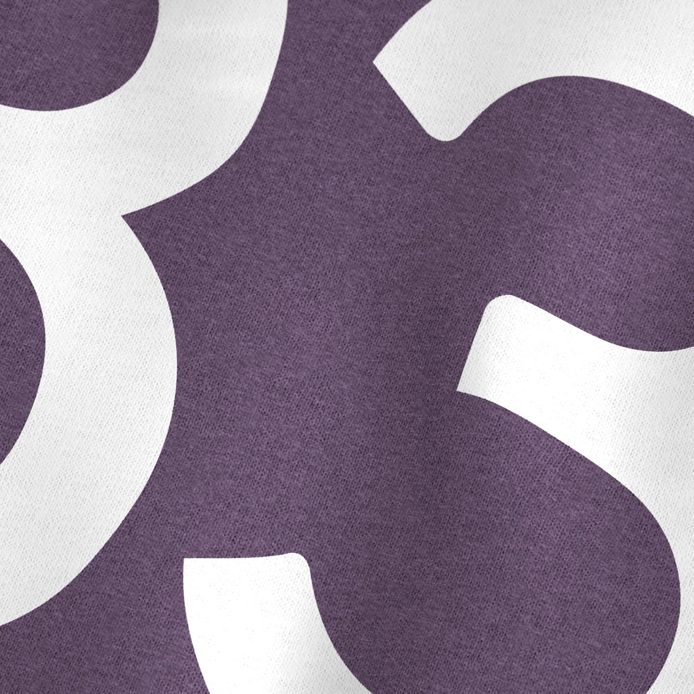 John Cage: 4'33" Classic Tee in Heather Team Purple, close-up