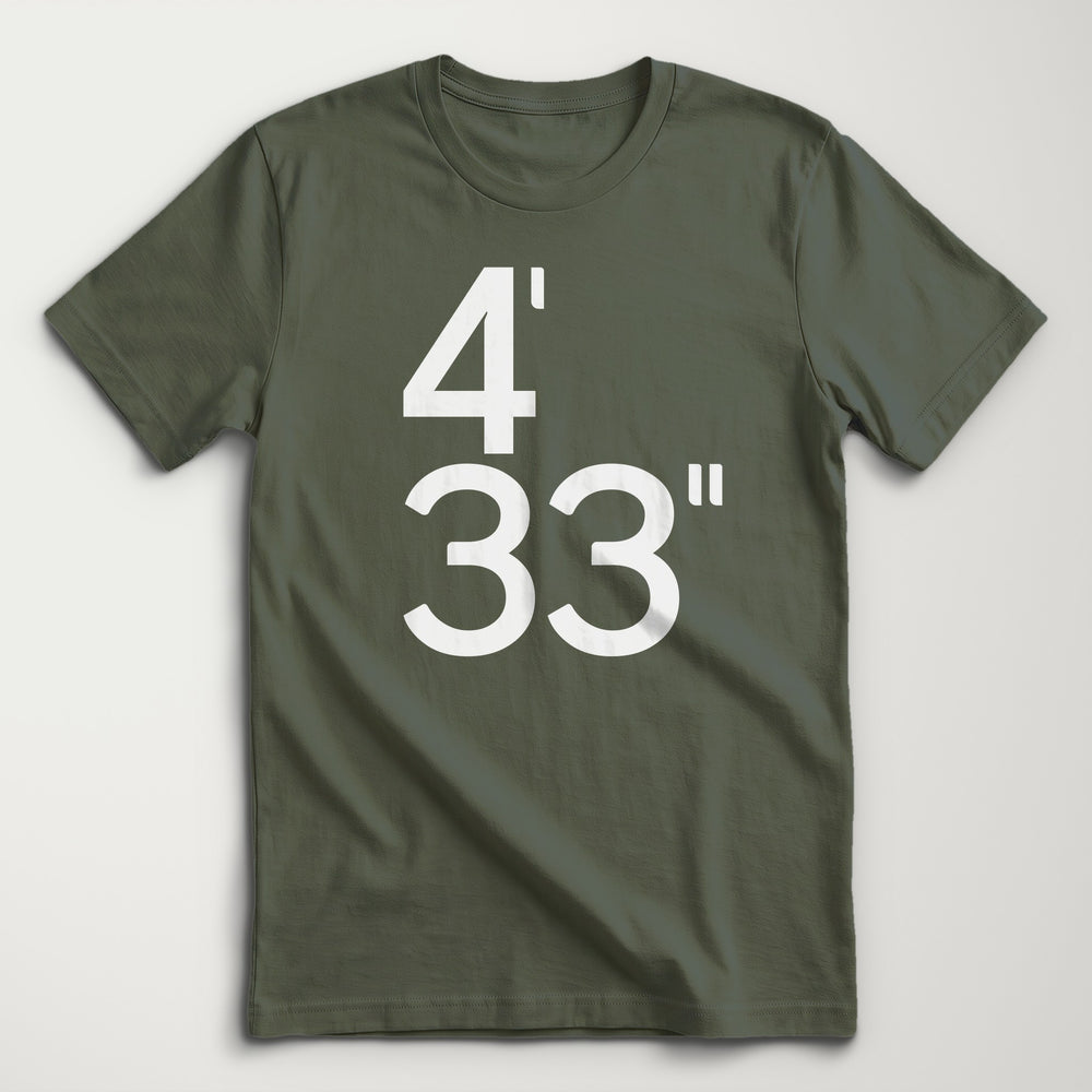 John Cage: 4'33" Classic Tee in Military Green, flat lay
