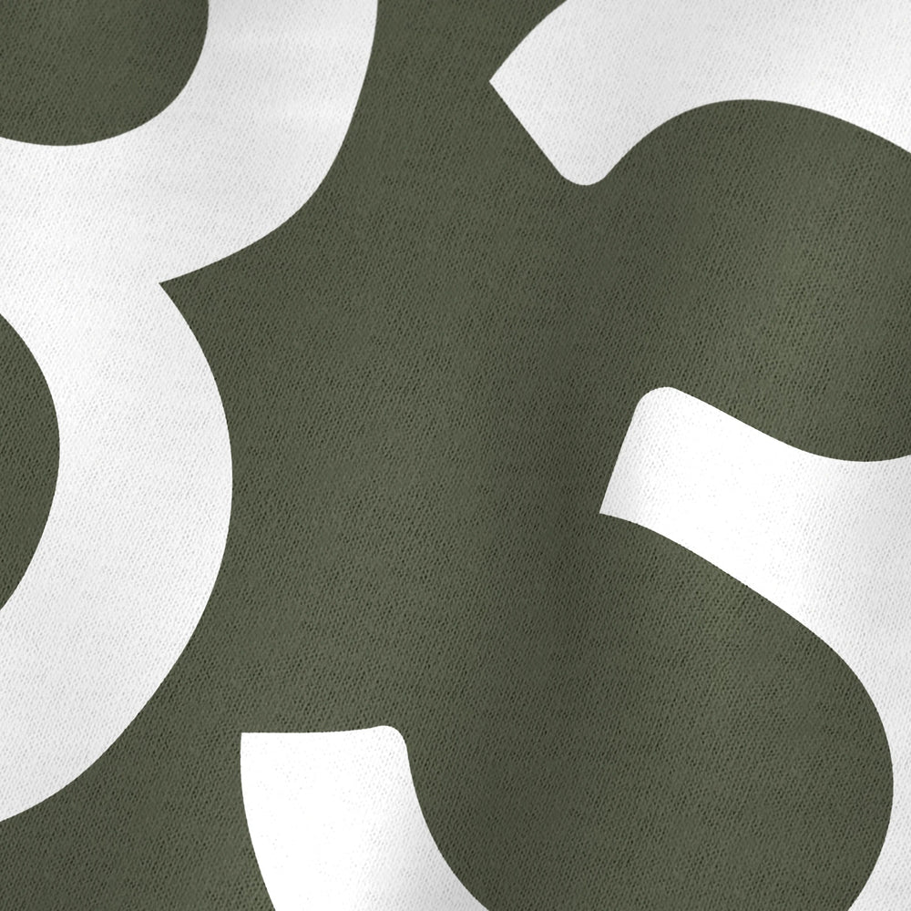 John Cage: 4'33" Classic Tee in Military Green, close-up