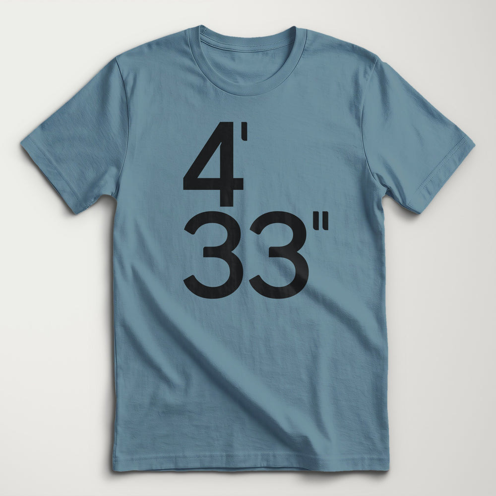 John Cage: 4'33" Classic Tee in Steel Blue, flat lay