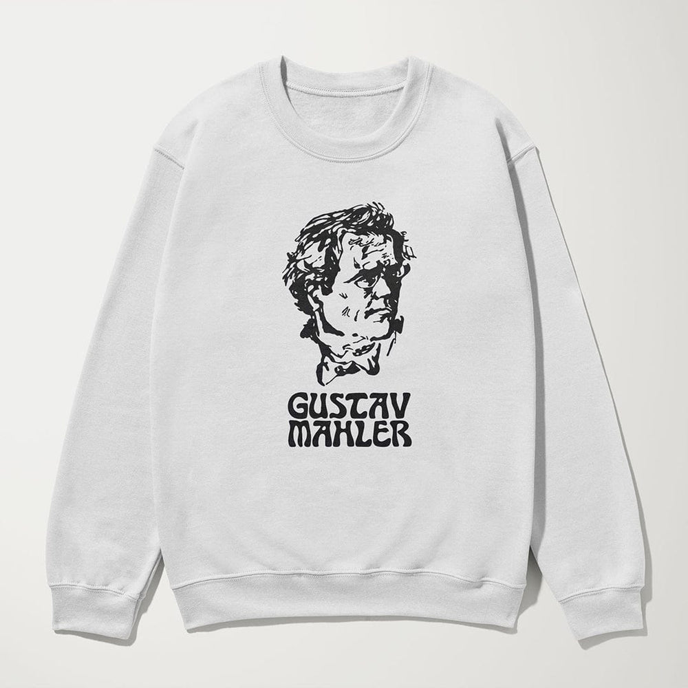mahler: bernstein crewneck sweatshirt in white, laid flat