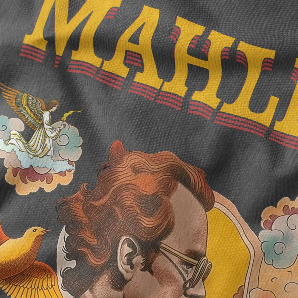mahler: illustrated classic tee in asphalt, close-up of the print
