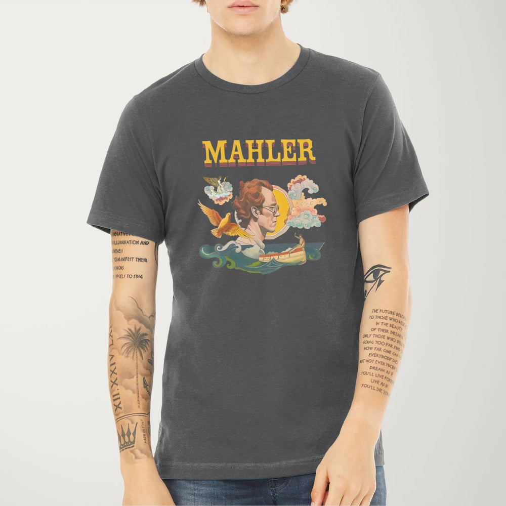 mahler: illustrated classic tee in asphalt, worn
