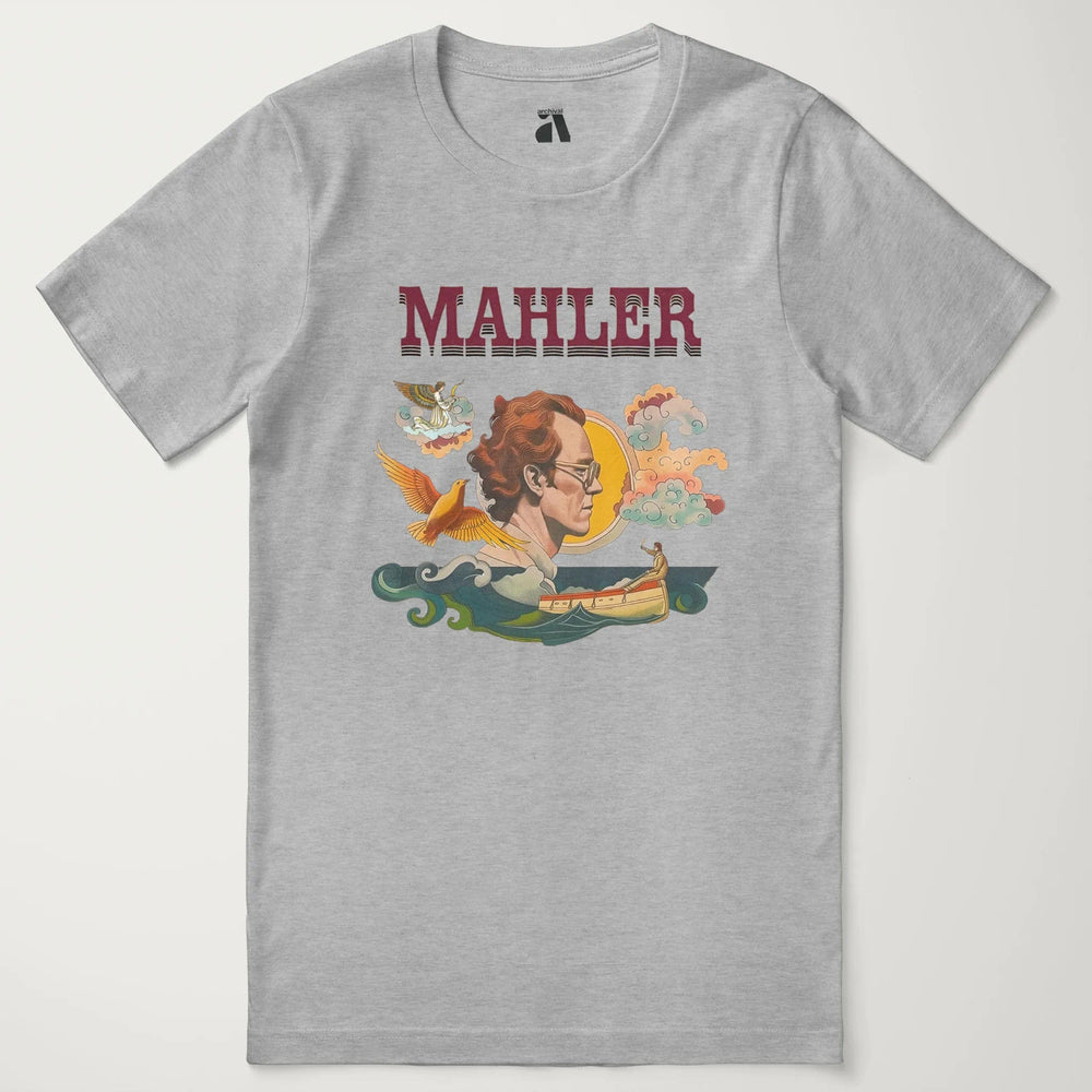 mahler: illustrated classic tee in athletic heather, laid flat