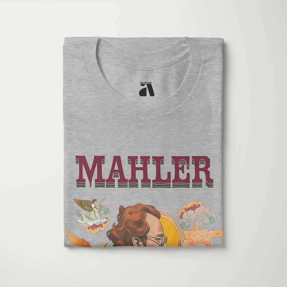 mahler: illustrated classic tee in athletic heather, folded