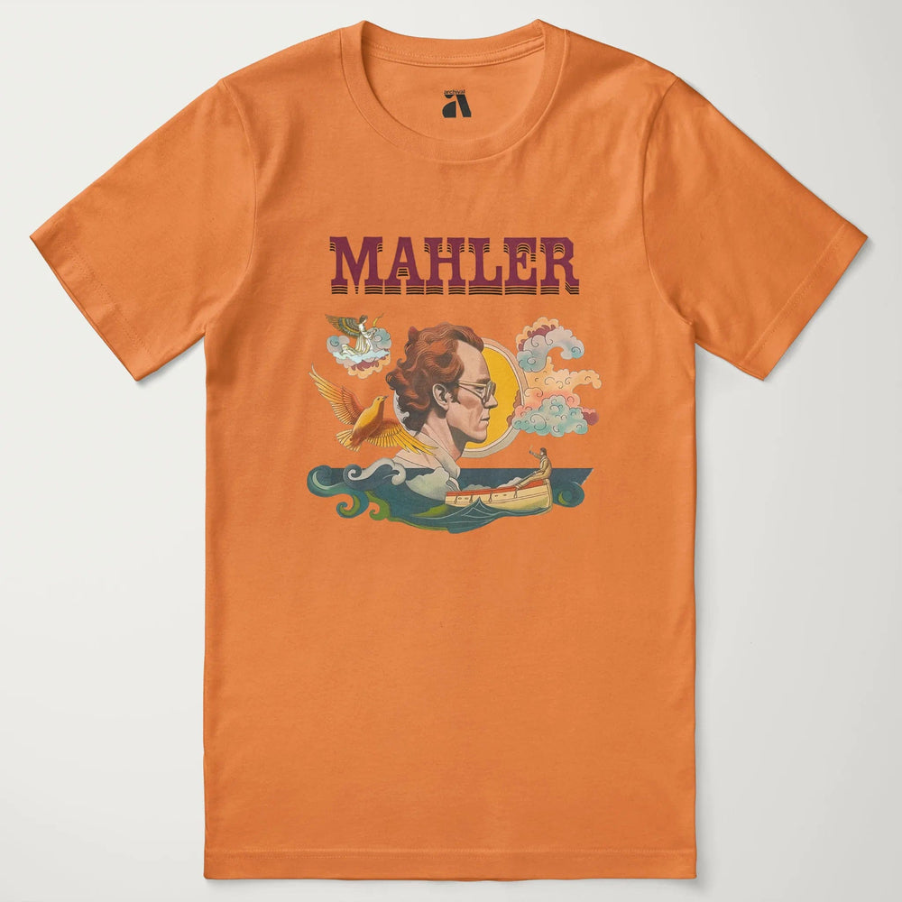 mahler: illustrated classic tee in burnt orange, laid flat