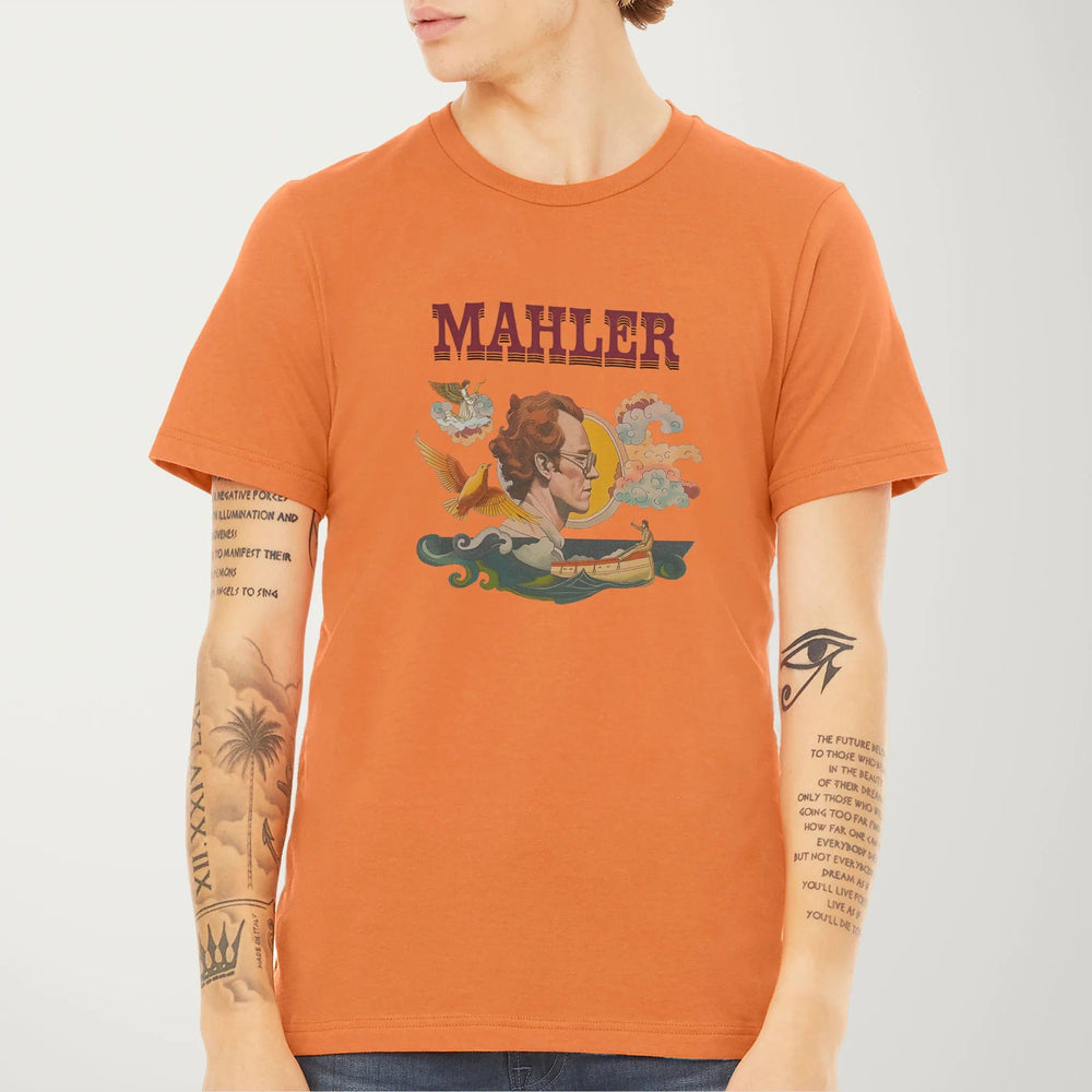mahler: illustrated classic tee in burnt orange, worn