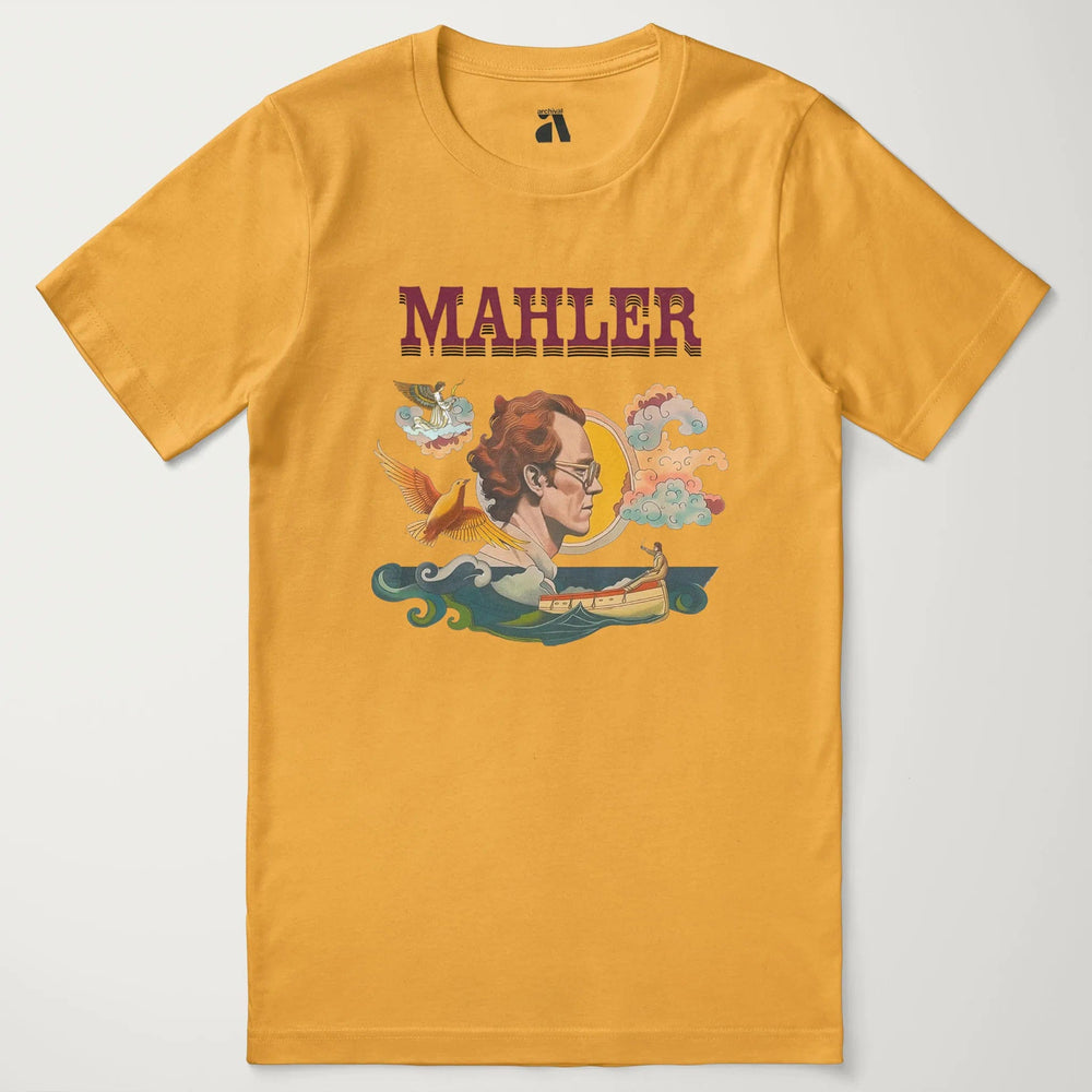 mahler: illustrated classic tee in mustard, laid flat