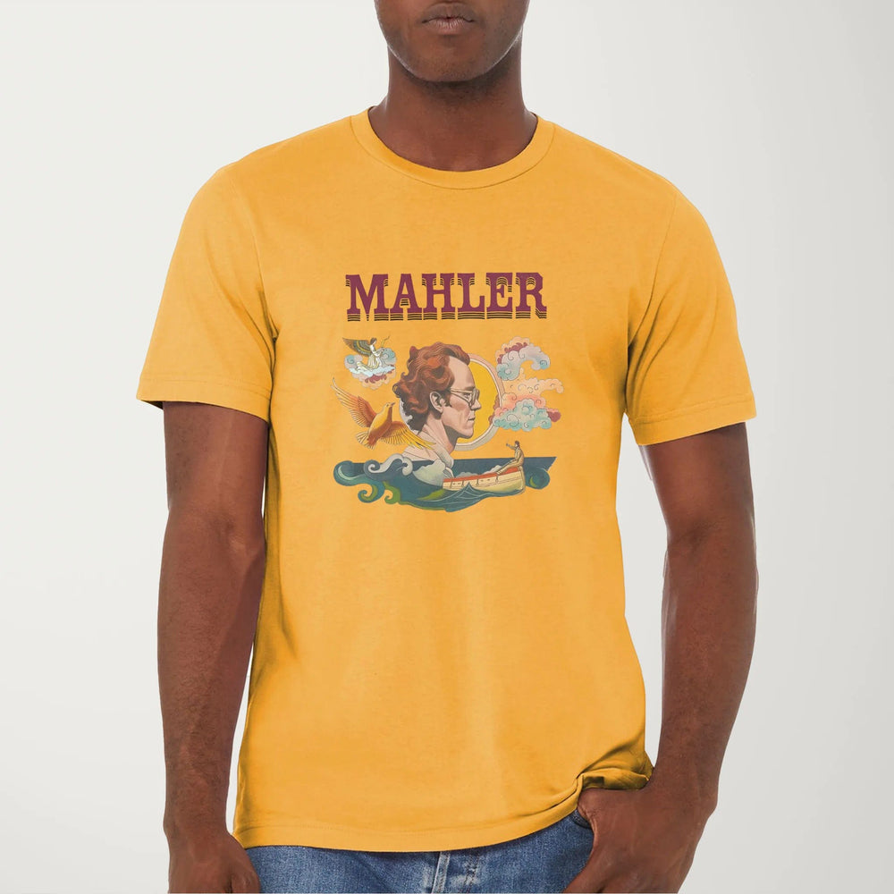 mahler: illustrated classic tee in mustard, worn
