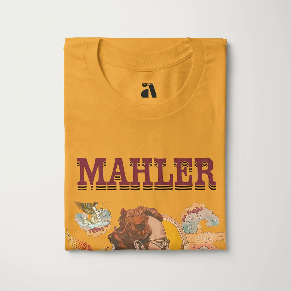 mahler: illustrated classic tee in mustard, folded