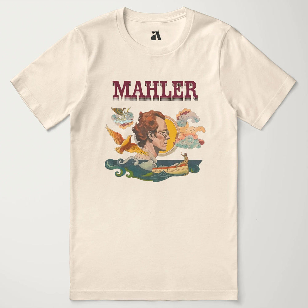 mahler: illustrated classic tee in natural, laid flat