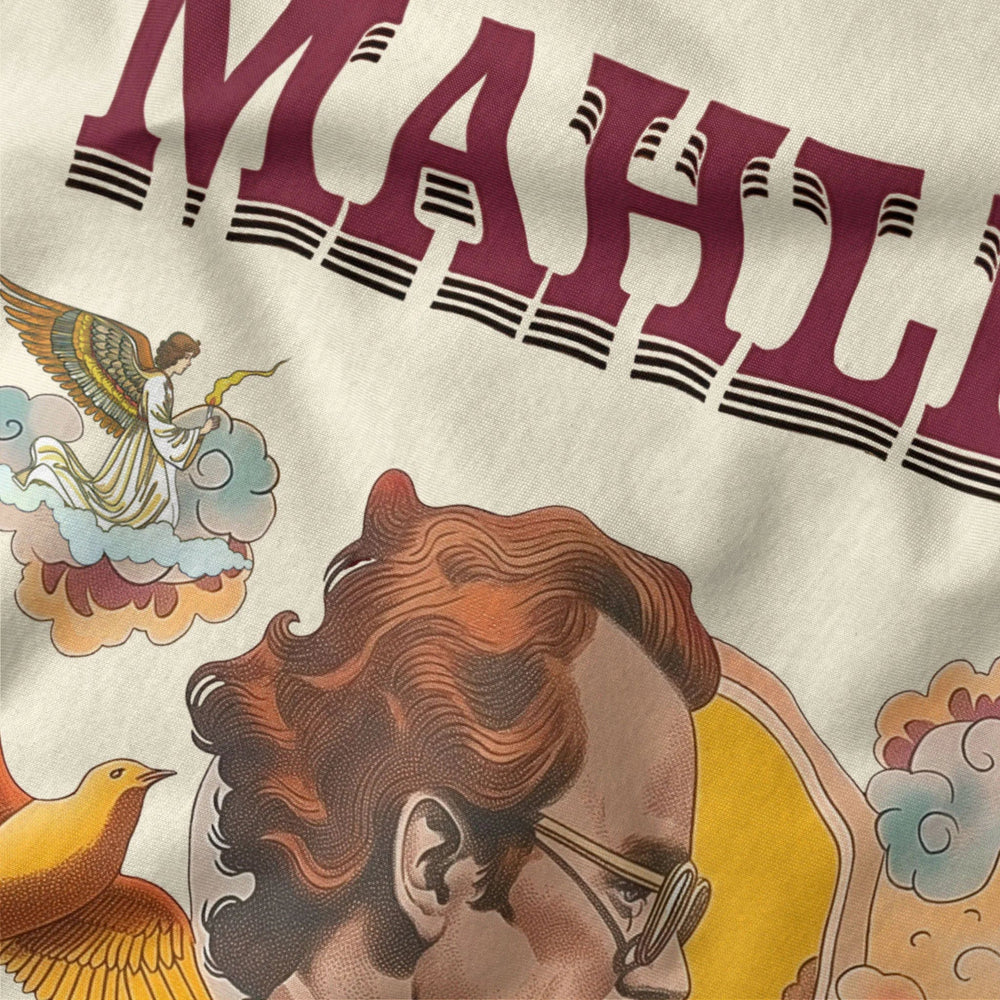mahler: illustrated classic tee in natural, close-up of the print