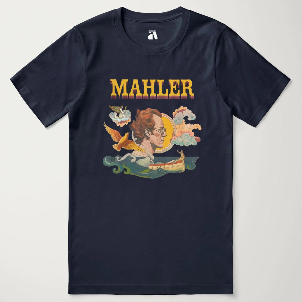 mahler: illustrated classic tee in navy, laid flat