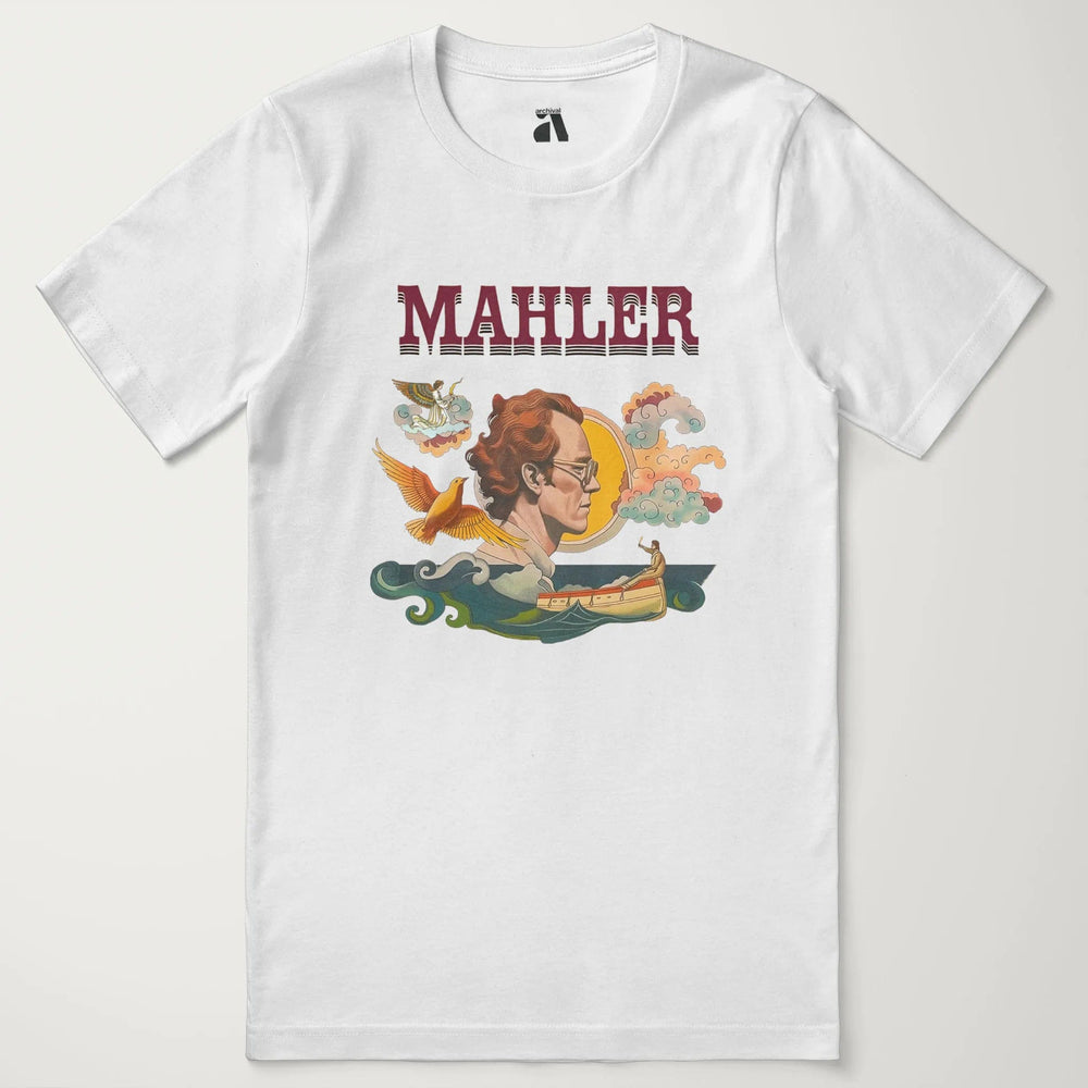 mahler: illustrated classic tee in vintage white, laid flat