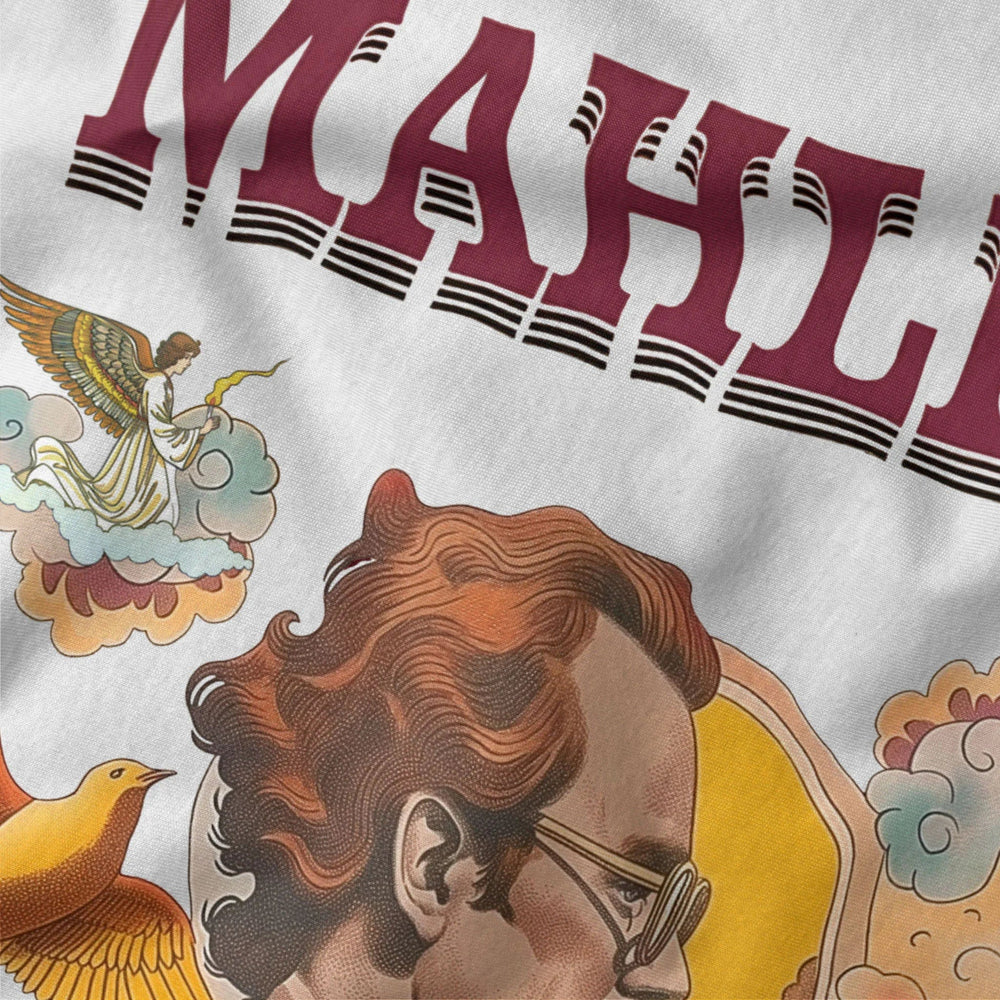 mahler: illustrated classic tee in vintage white, close-up of the print